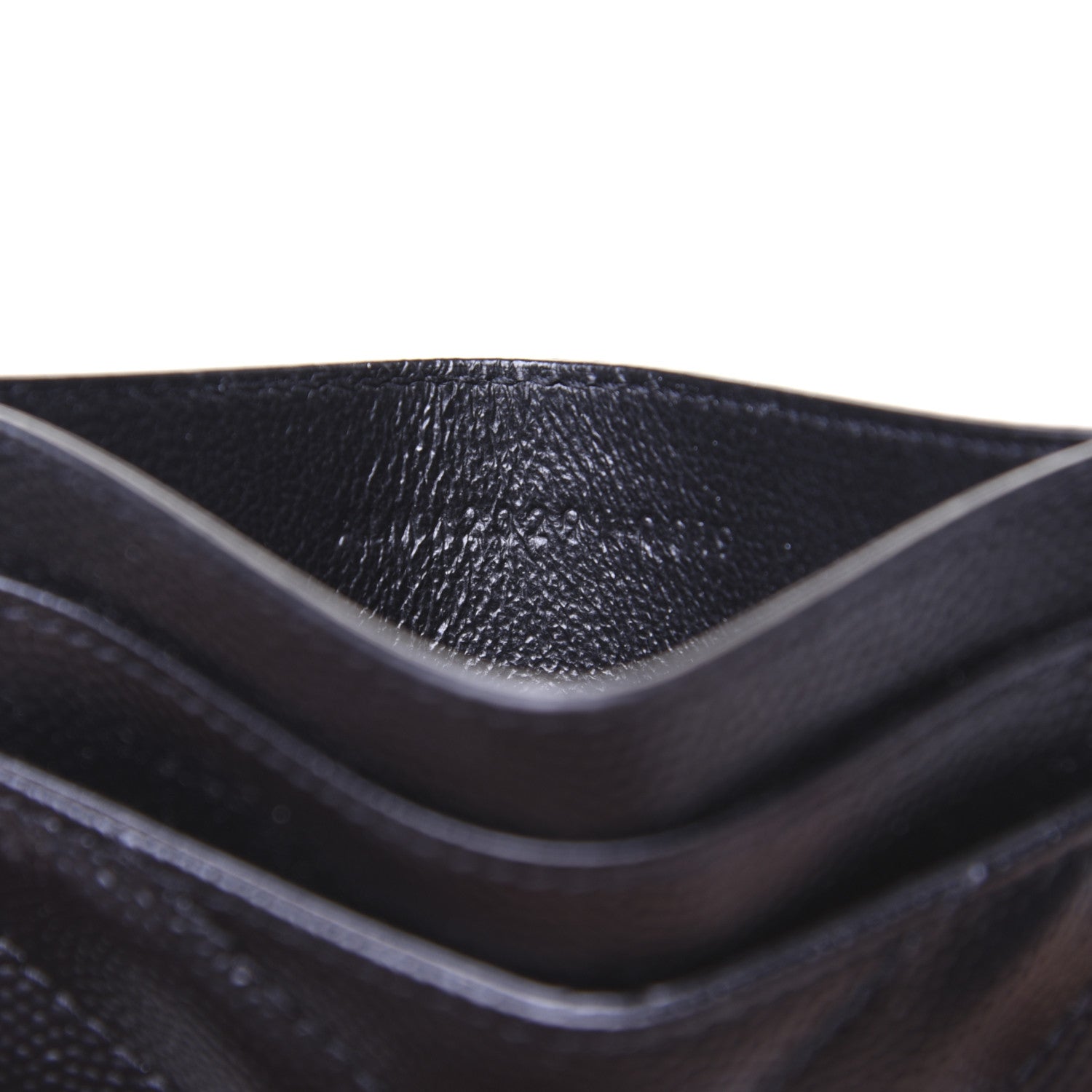 Saint Laurent Grain De Poudre Matelasse Chevron Monogram Credit Card Case Black 9 of 11