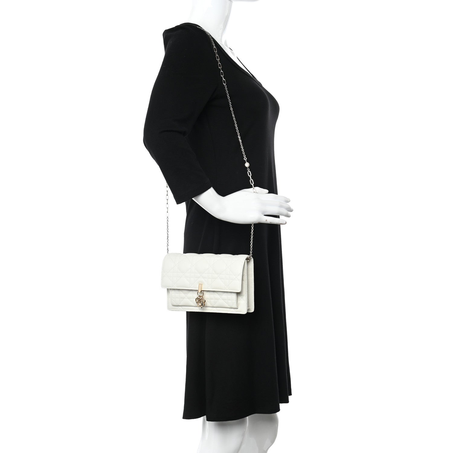 Christian Dior Lambskin Cannage Lady Dior Chain Pouch Latte 2 of 12