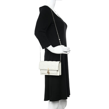 Christian Dior Lambskin Cannage Lady Dior Chain Pouch Latte 2 of 12