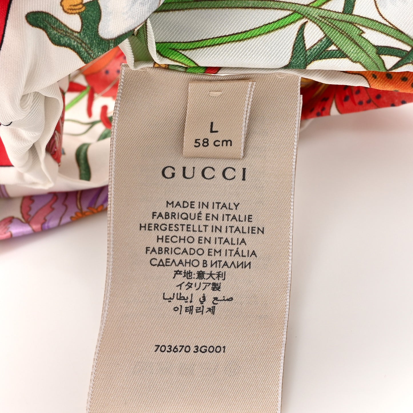 Silk Floral Headband L White Multicolor