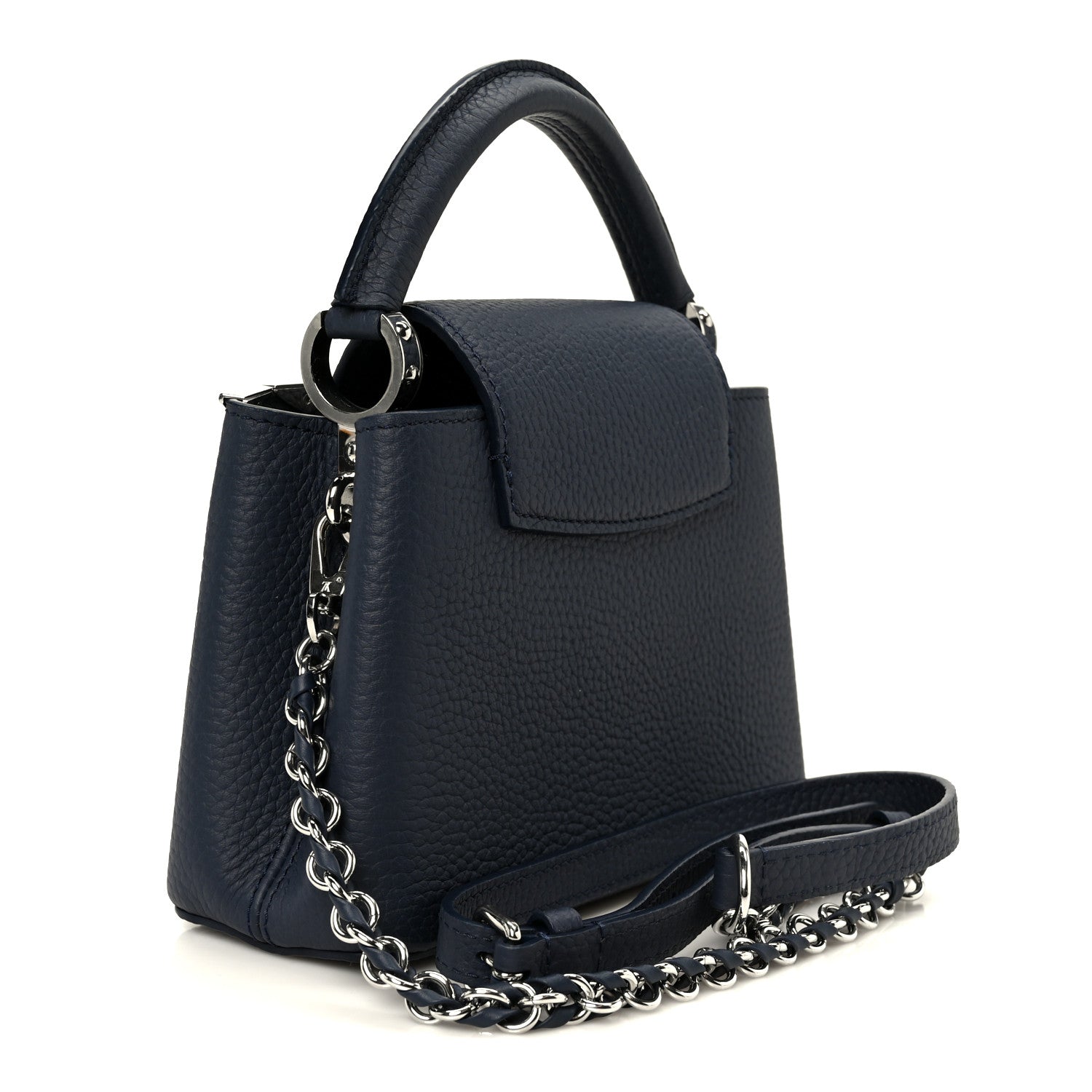 Louis Vuitton Taurillon Embellished Malletage Crown Mini Capucines Navy 3 of 9