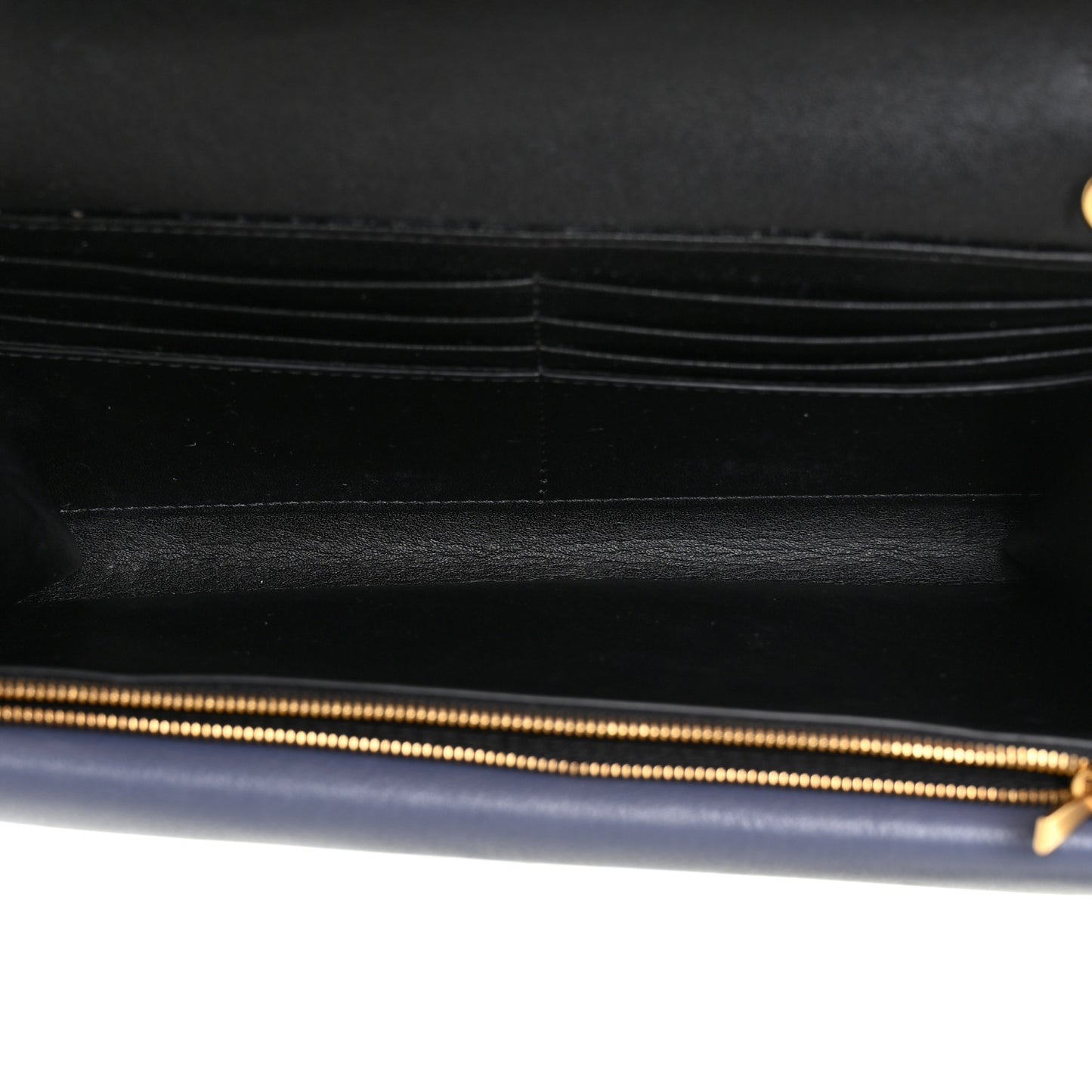 Grained Calfskin Multiflap Chain Wallet Black