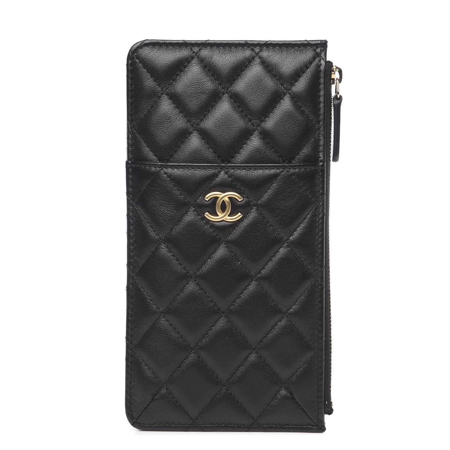 Chanel Lambskin Quilted Classic Flat Wallet Pouch Black 1 of 7