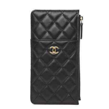 Chanel Lambskin Quilted Classic Flat Wallet Pouch Black 1 of 7