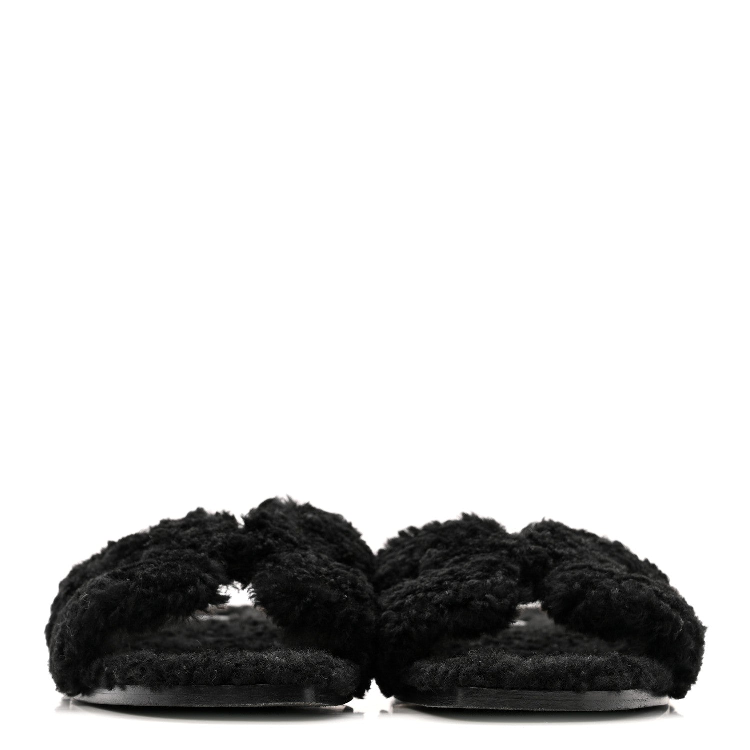 Hermes Woolskin Oran Sandals 38 Black 3 of 10