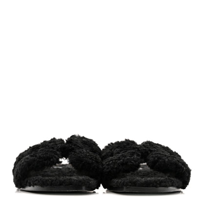 Hermes Woolskin Oran Sandals 38 Black 3 of 10
