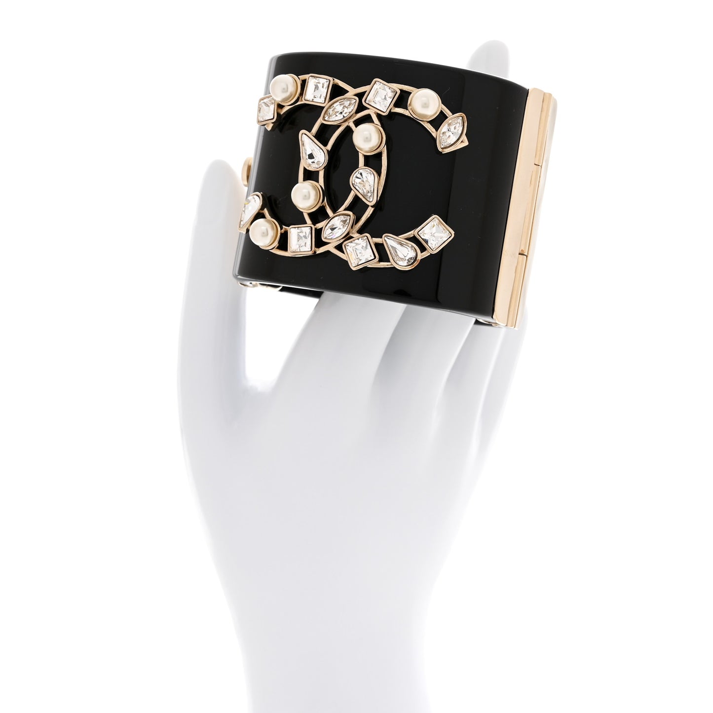 Resin Crystal Pearl CC Cuff Black