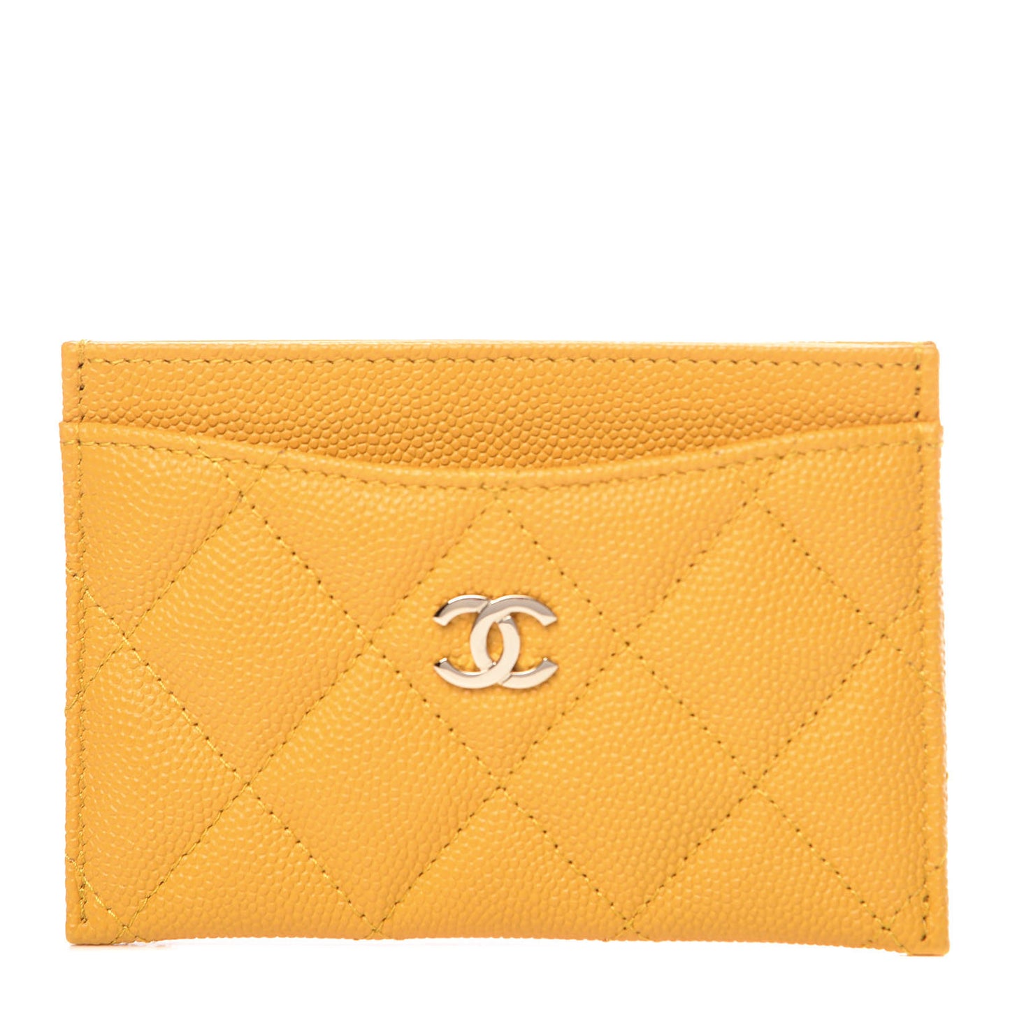 Caviar Quilted Card Holder Yellow