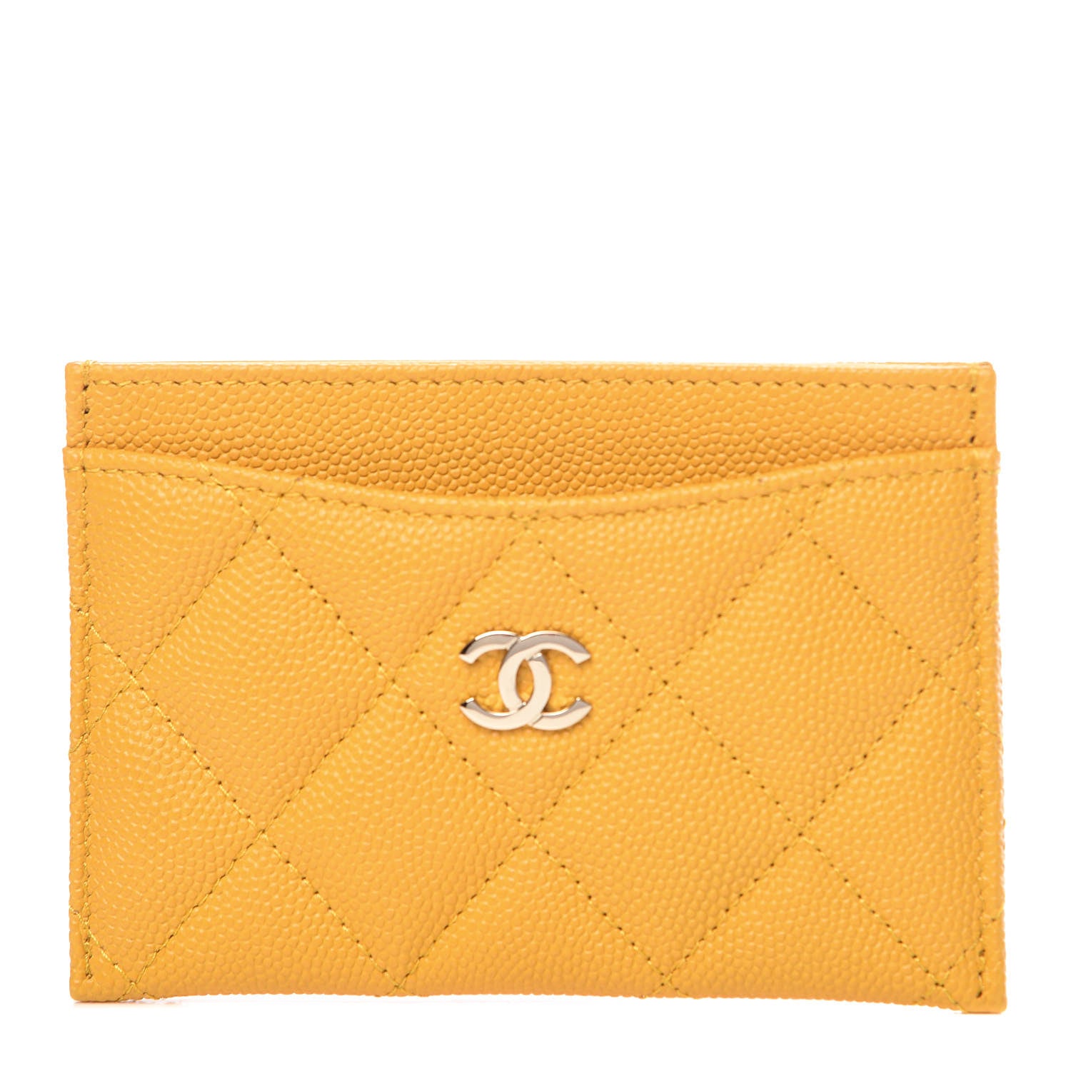 Chanel Caviar Quilted Card Holder Yellow 1 of 9