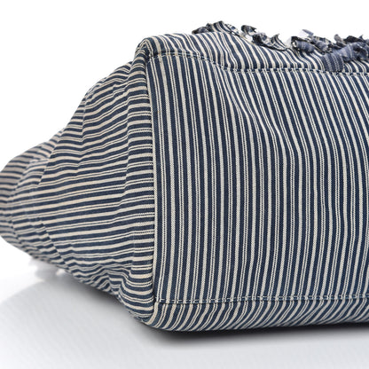 Chanel Canvas Sequin Stripe CC Tote Blue 21 of 22
