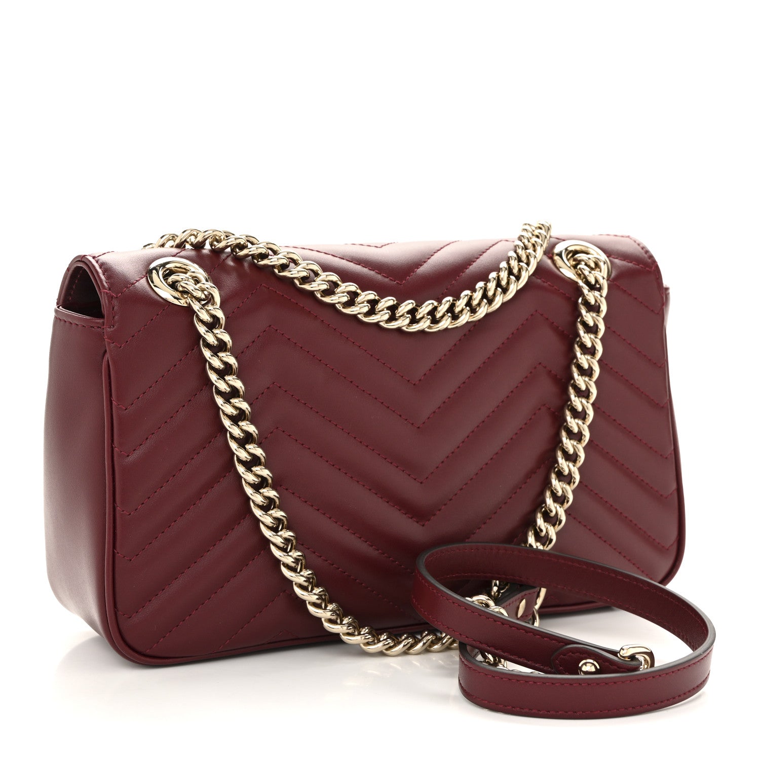 Gucci Calfskin Matelasse Medium GG Marmont Shoulder Bag Rosso Ancora Red 3 of 11