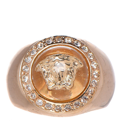 Versace Crystal Round Medusa Ring 7.5 Gold 1 of 4