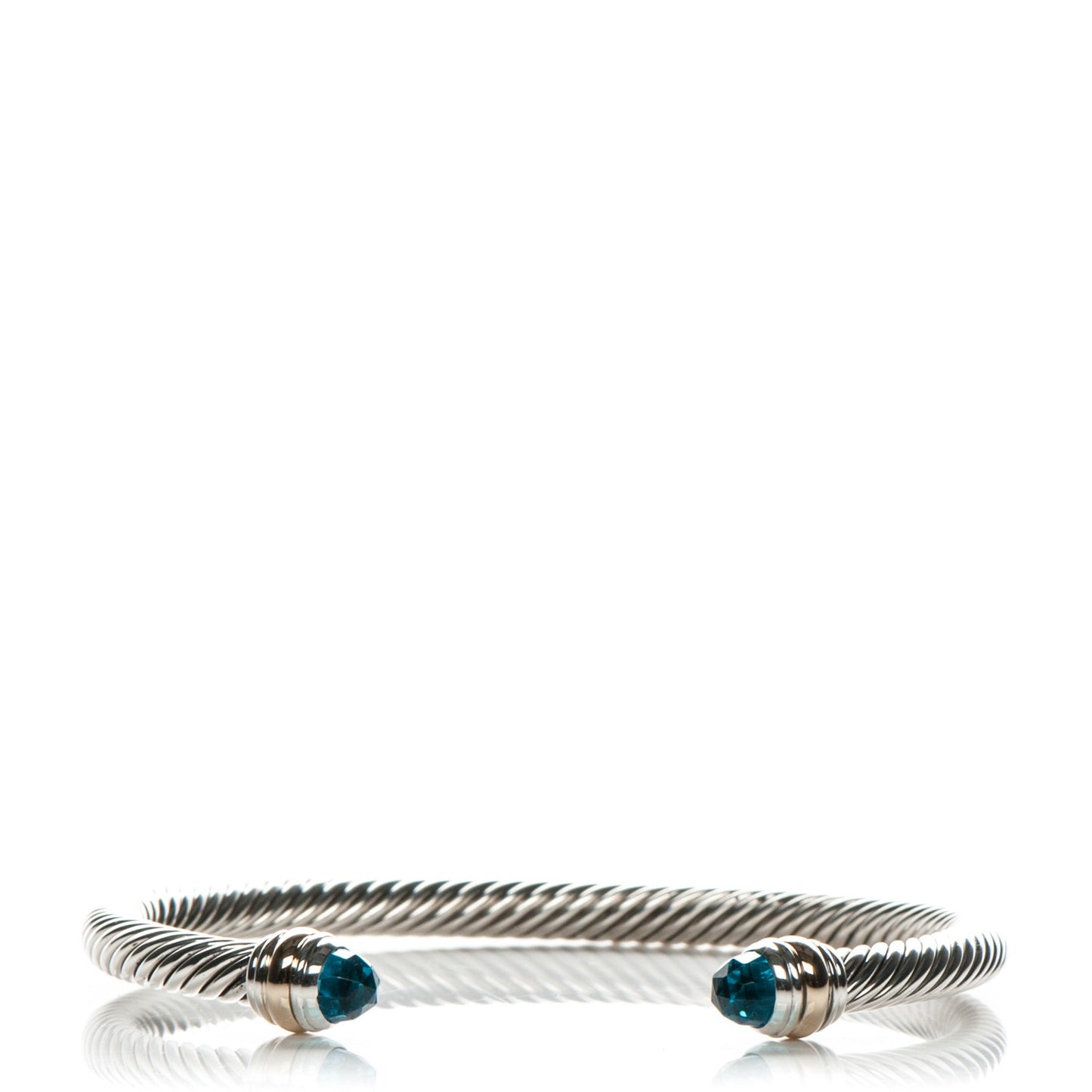Sterling Silver 14K Yellow Gold Blue Topaz 5mm Cable Classics Bracelet