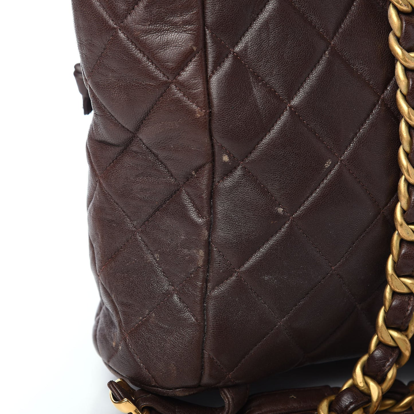 Lambskin Quilted Backpack Brown