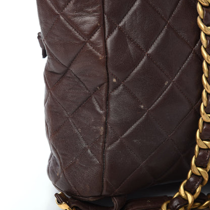 Chanel Lambskin Quilted Backpack Brown 15 of 16