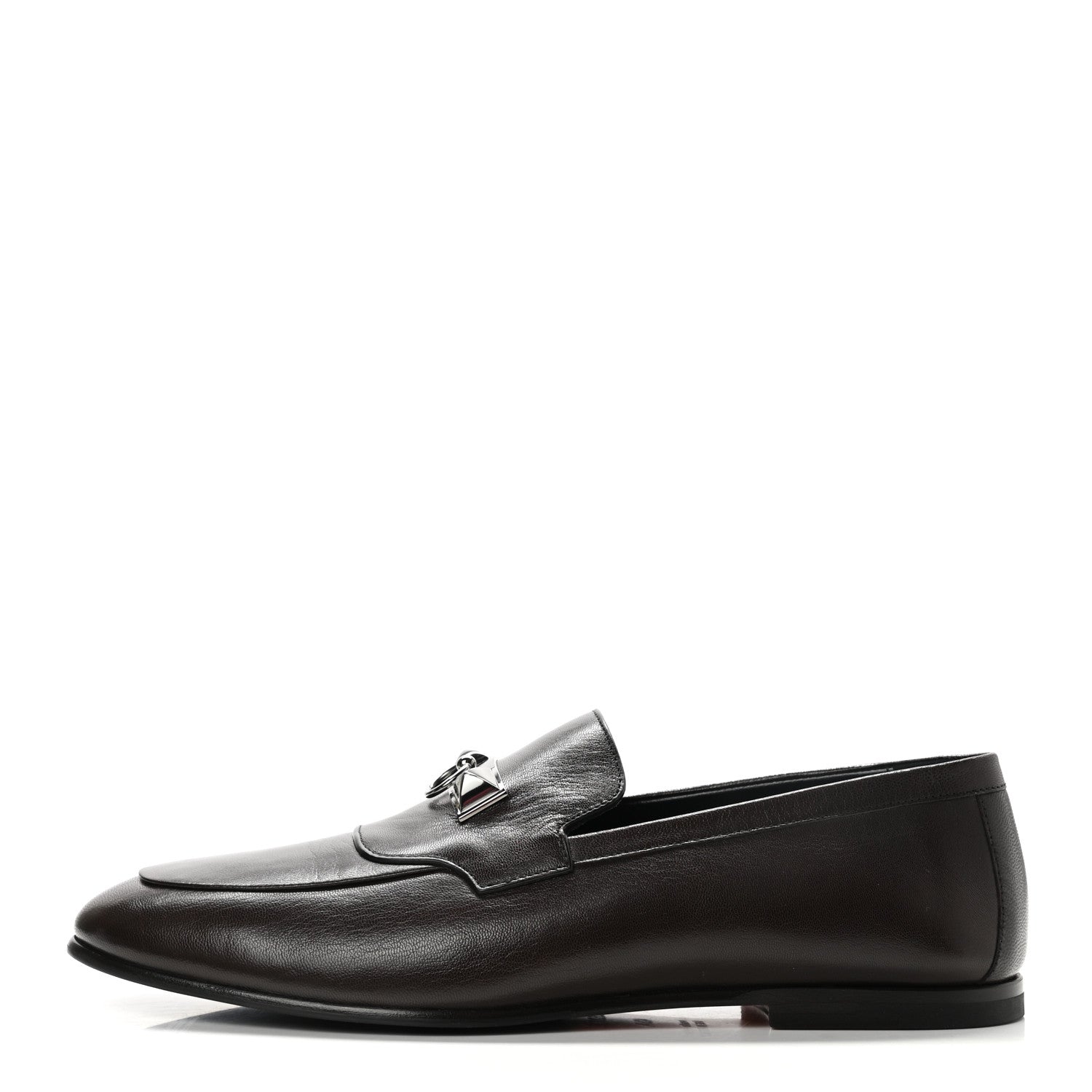 Hermes Goatskin Mens Blaise Loafers 43 Cacao 1 of 8