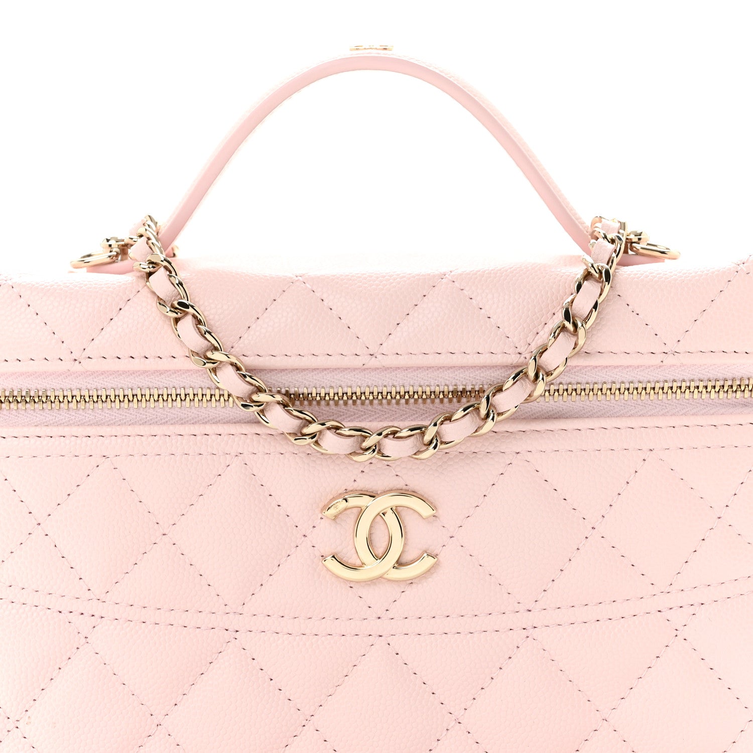 Chanel Caviar Quilted Top Handle Slim Vanity With Chain Light Pink 7 of 10