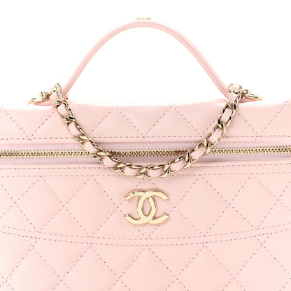 Chanel Caviar Quilted Top Handle Slim Vanity With Chain Light Pink 7 of 10