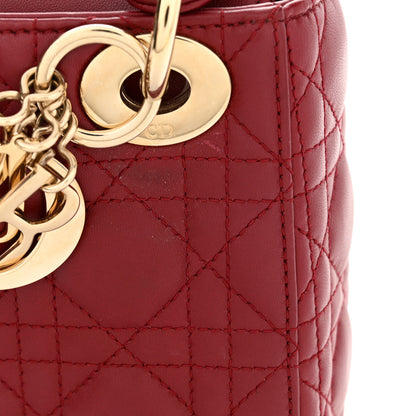 Christian Dior Lambskin Cannage Mini Lady Dior Burgundy 14 of 14
