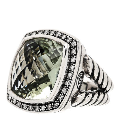 David Yurman Sterling Silver Diamond Prasiolite 17mm Albion Ring 51 5.75 3 of 6