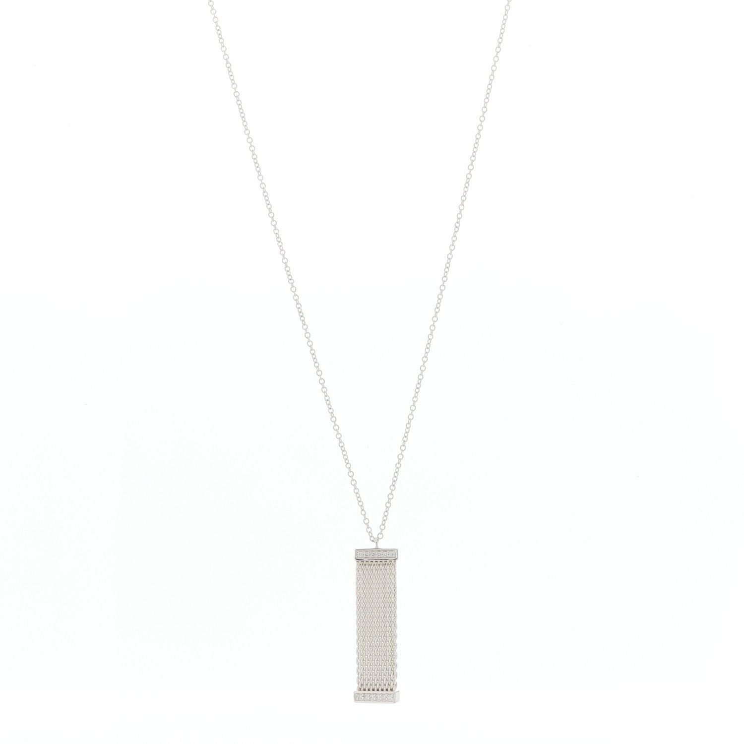 Tiffany Sterling Silver Diamond Somerset Pendant Necklace 1 of 5