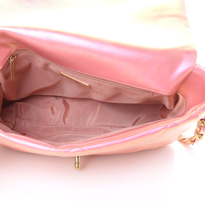 Chanel Iridescent Calfskin Quilted Large Chanel 19 Flap Pink 5 of 10