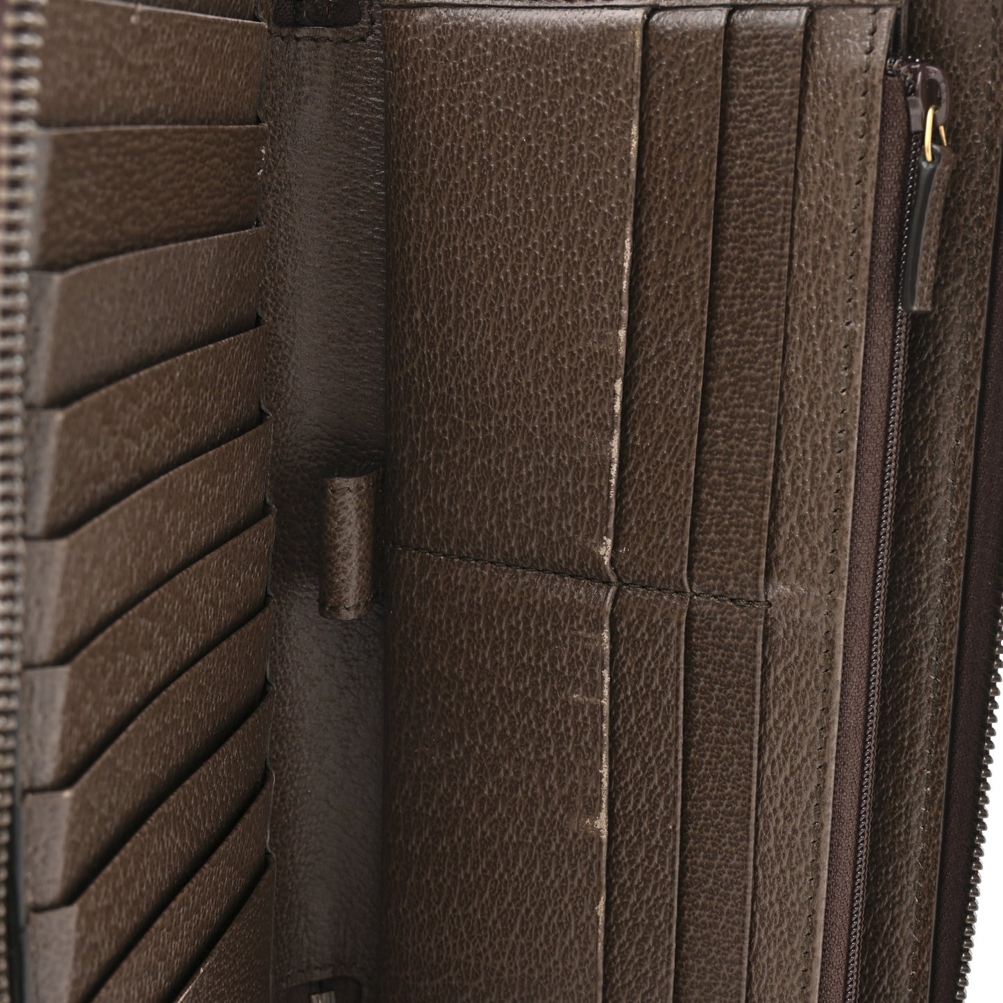 GG Supreme Monogram Web Ophidia Zip Around Phone Holder Wristlet Wallet Brown