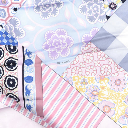 Hermes Silk L'Art du Sarasa Scarf 90 Rose Pale Gris Perle Mauve 6 of 6