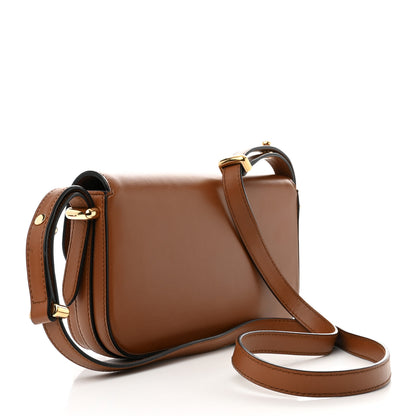 Prada Soft Calfskin Metal Triangle Logo Flap Shoulder Bag Cognac 3 of 13