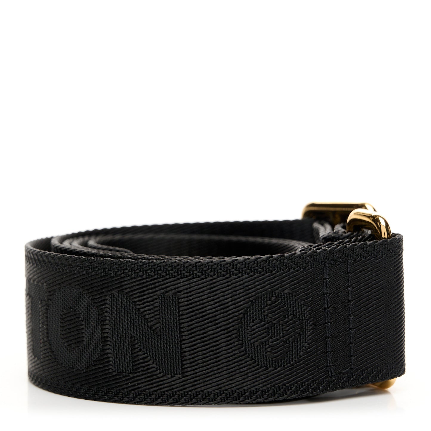 Nylon Calfskin Bubblegram Wallet Strap Black