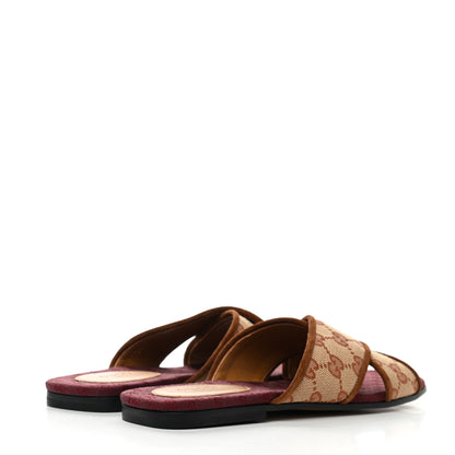 Gucci GG Monogram Suede Womens Criss Cross Slide Sandals 36 Beige Ruggine Cuir 4 of 9
