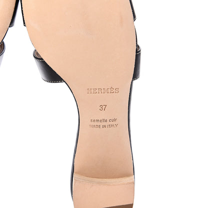 Hermes Calfskin Oasis Sandals 37 Black 9 of 11