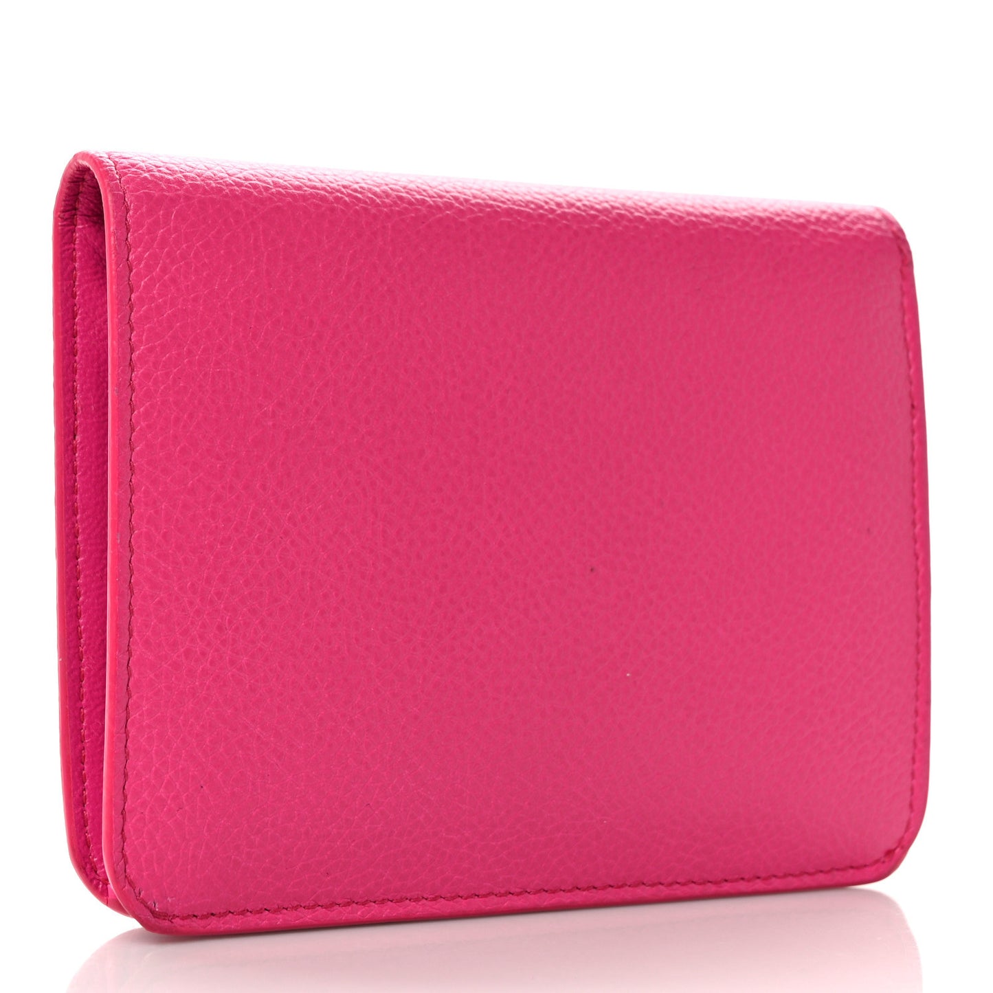 Calfskin Logo Medium Cash Wallet Acid Fuchsia