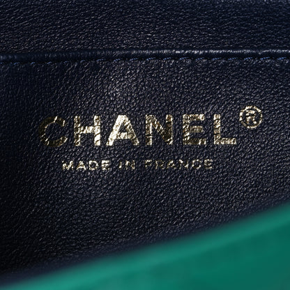 Chanel Lambskin Quilted Bi-Color Mini Top Handle Rectangular Flap Green Dark Blue 6 of 10