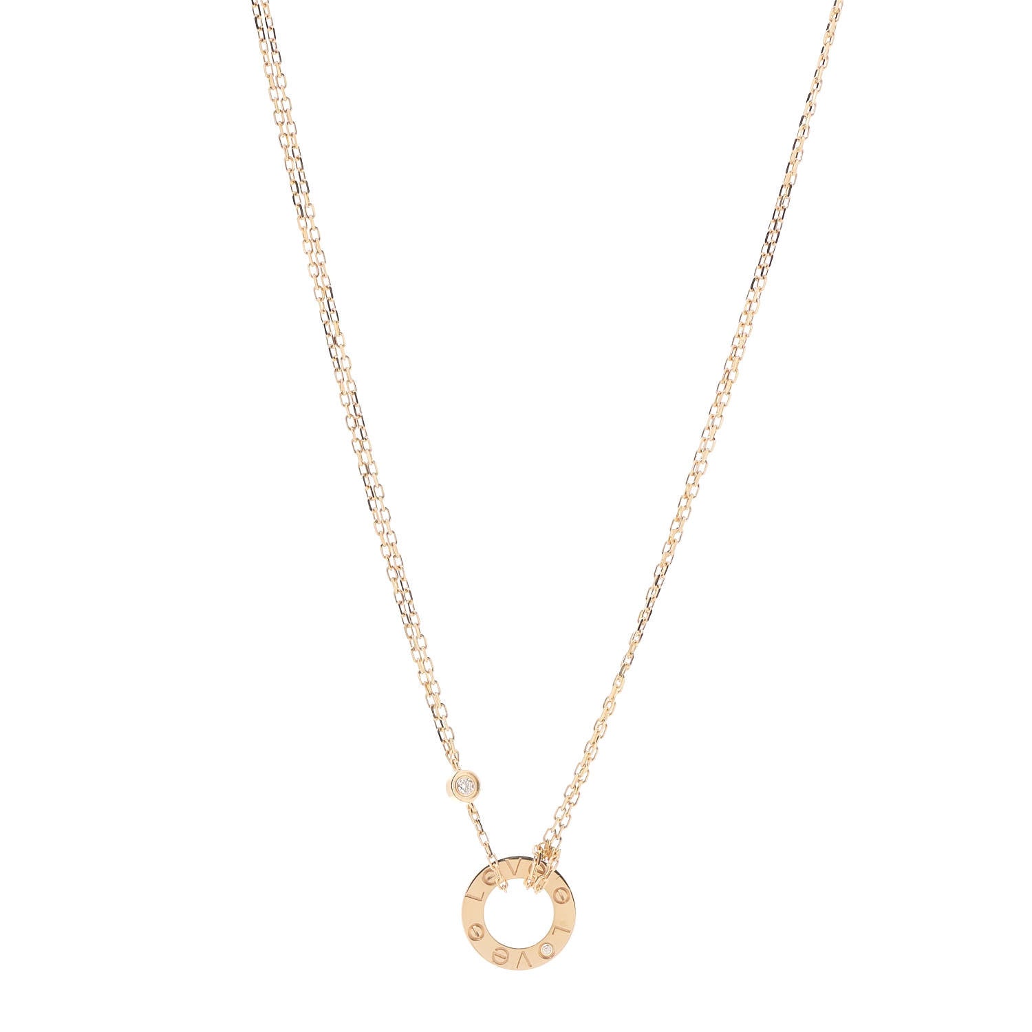 Cartier 18K Yellow Gold 2 Diamond LOVE Necklace 1 of 6