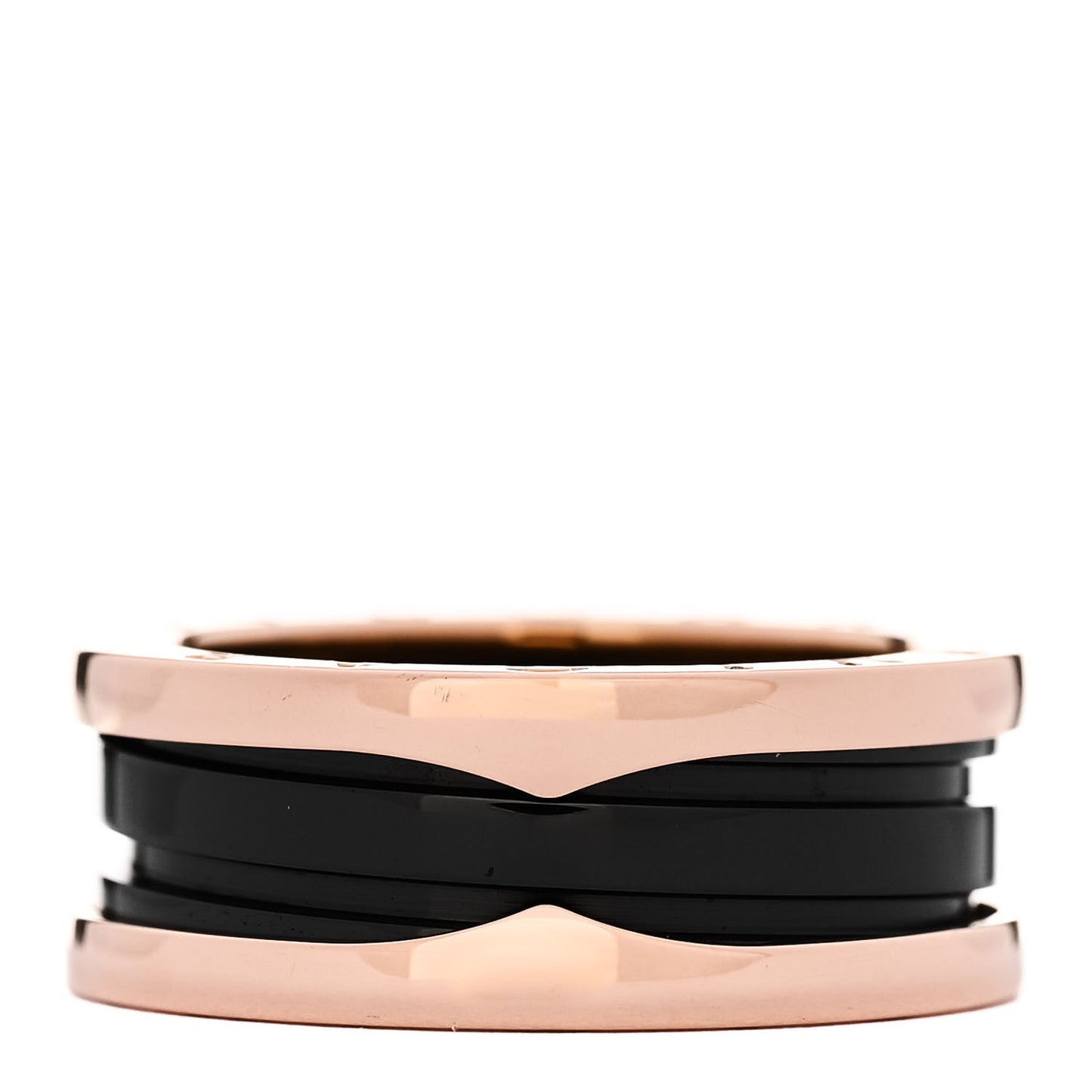 18K Rose Gold Black Ceramic B.Zero1 Two-Band Ring 56 7.5