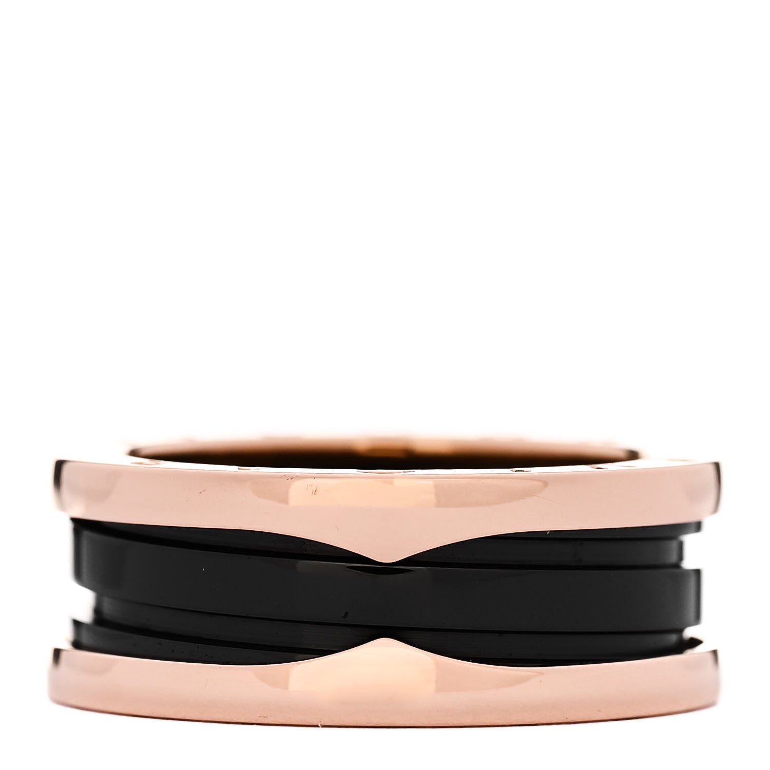 Bulgari 18K Rose Gold Black Ceramic B.Zero1 Two-Band Ring 56 7.5 3 of 6