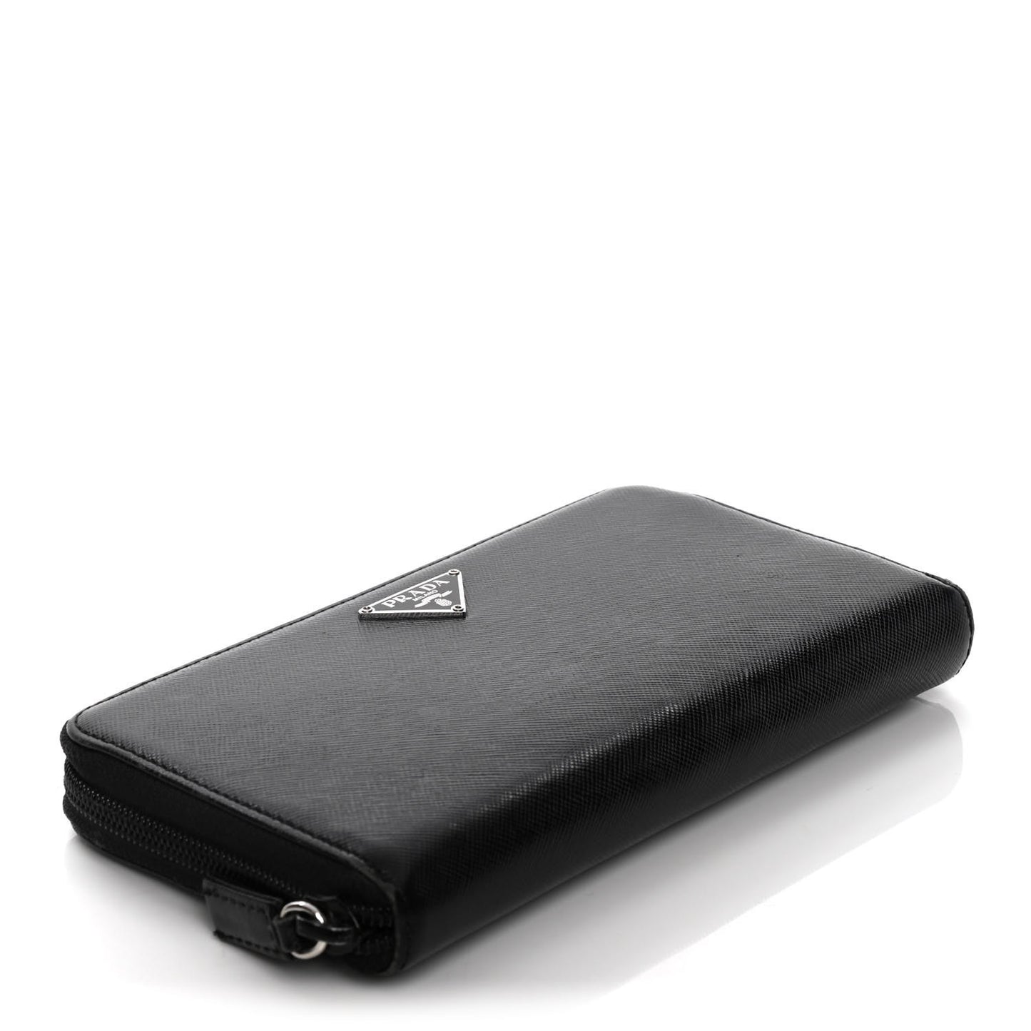 Saffiano Triangle Zip Around Wallet Black