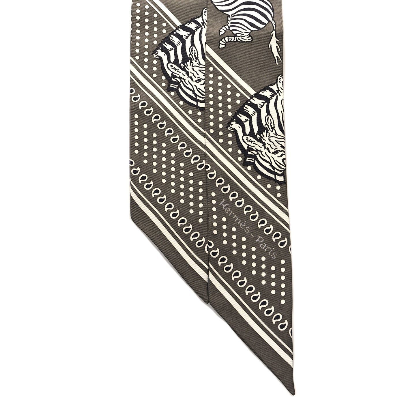 Silk Les Zebres Twilly Gris Taupe Black White