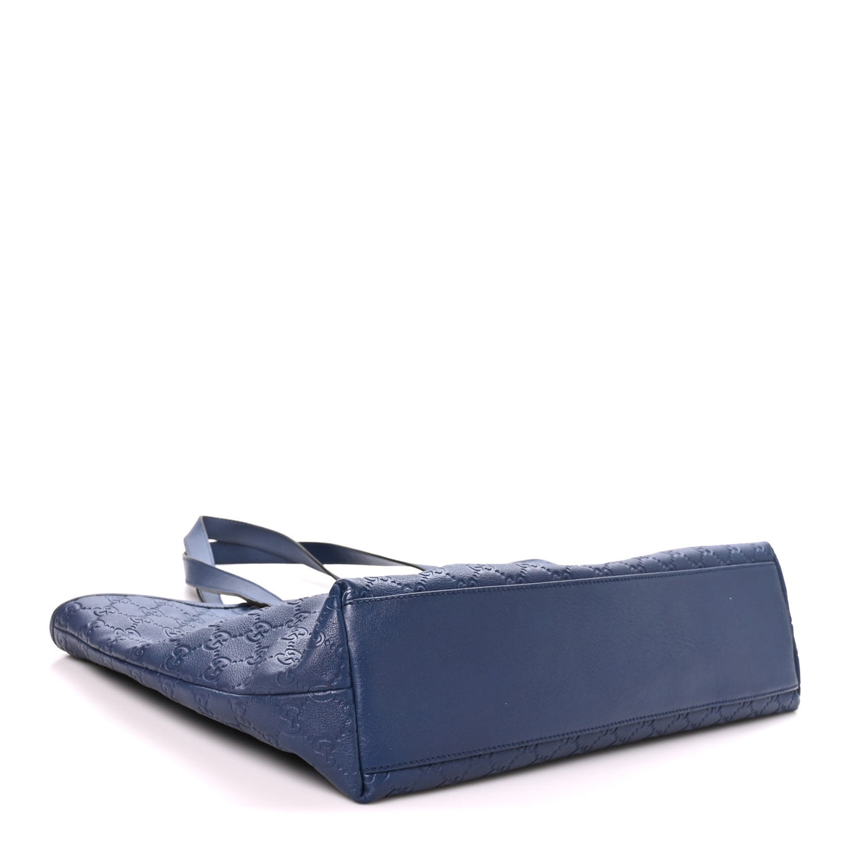 Gucci Guccissima Medium Zippered Shopping Tote Blue 4 of 10
