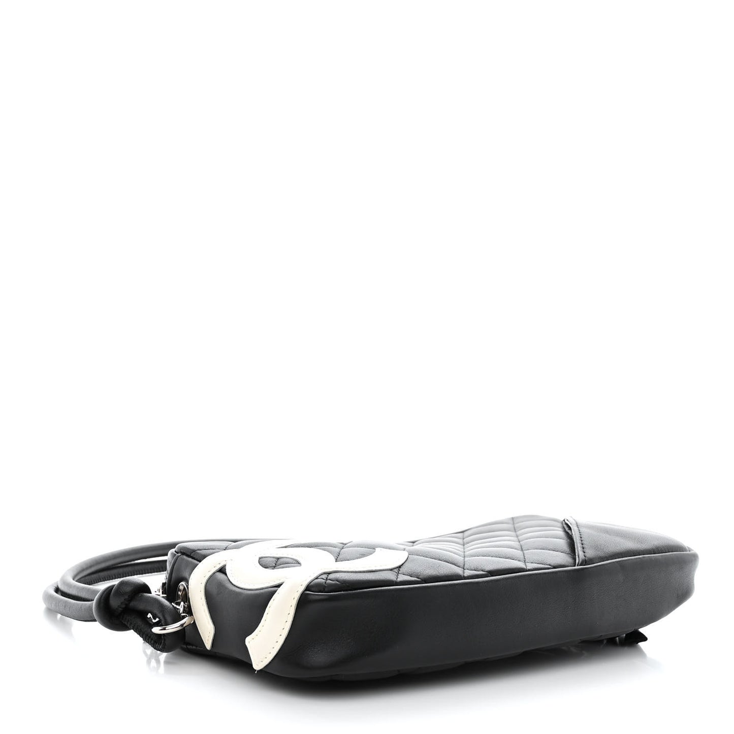 Calfskin Quilted Cambon Pochette Black White