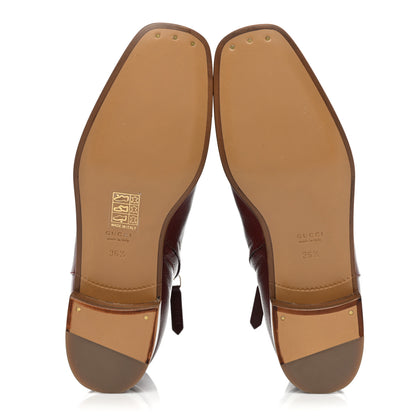 Gucci Goatskin Hills Logo Ankle Boots 36.5 Burgundy Beige 5 of 13