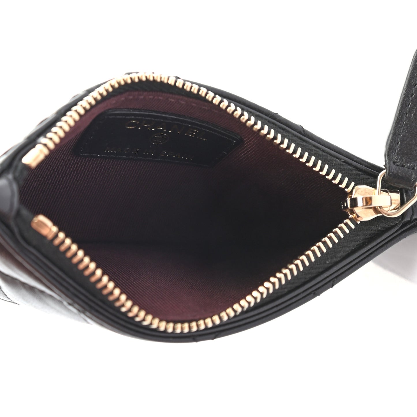 Aged Calfskin Quilted Reissue Flap Zip Card Holder Black