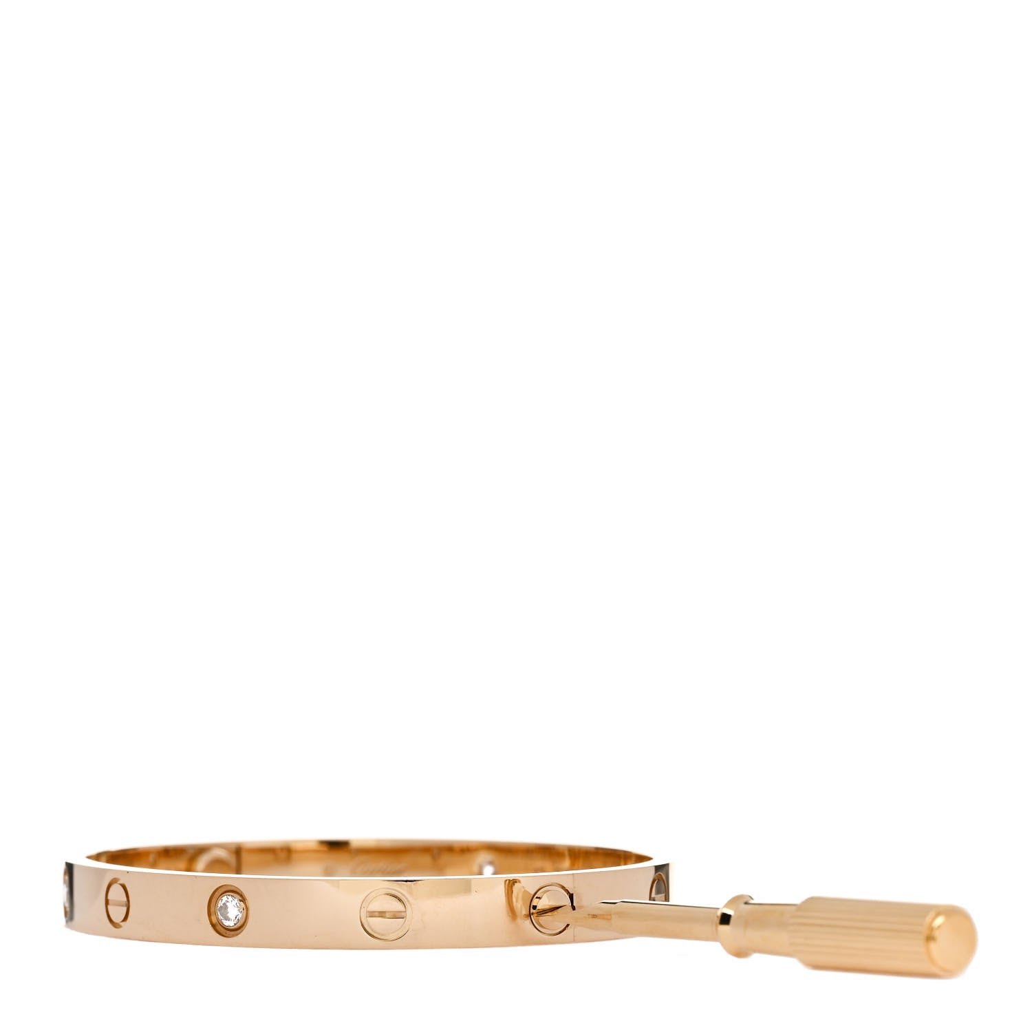 Cartier 18K Yellow Gold 4 Diamond LOVE Bracelet 17 3 of 6