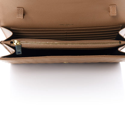 Saint Laurent Grain De Poudre Mixed Matelasse Triquilt Monogram Chain Wallet Dune 5 of 11