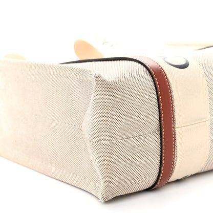 Chloe Cotton Calfskin Medium Woody Ribbon Tote White Brown 8 of 9