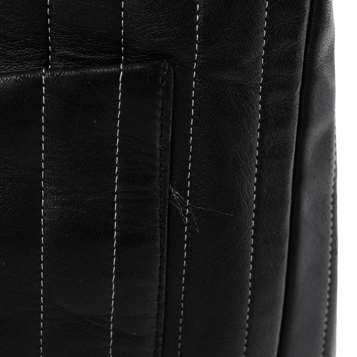 Lambskin Vertical Quilted Large Mademoiselle Tote Black