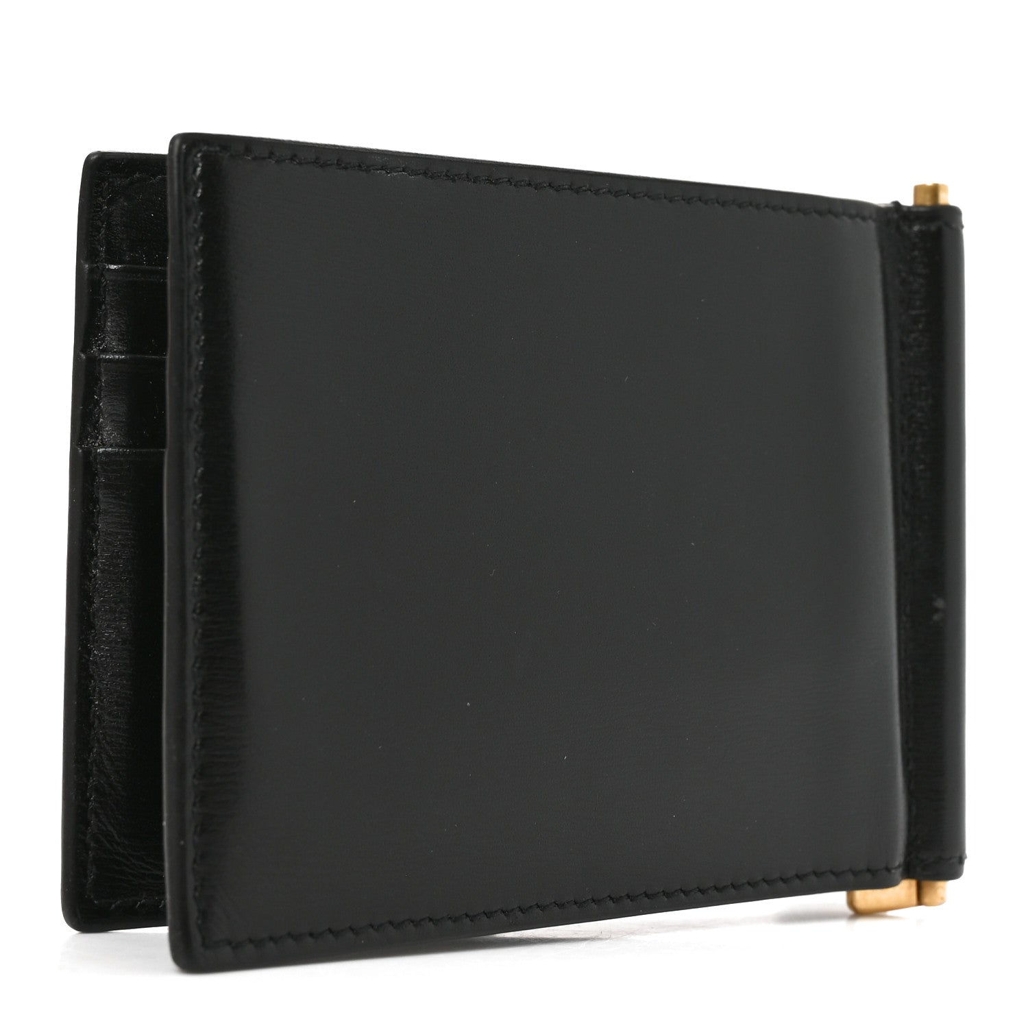 Saint Laurent Shiny Calfskin Tiny Cassandre Bill Clip Wallet Black 3 of 6