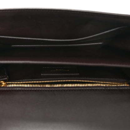Saint Laurent Shiny Crocodile Embossed Calfskin Le Maillon Satchel Coffee 5 of 10