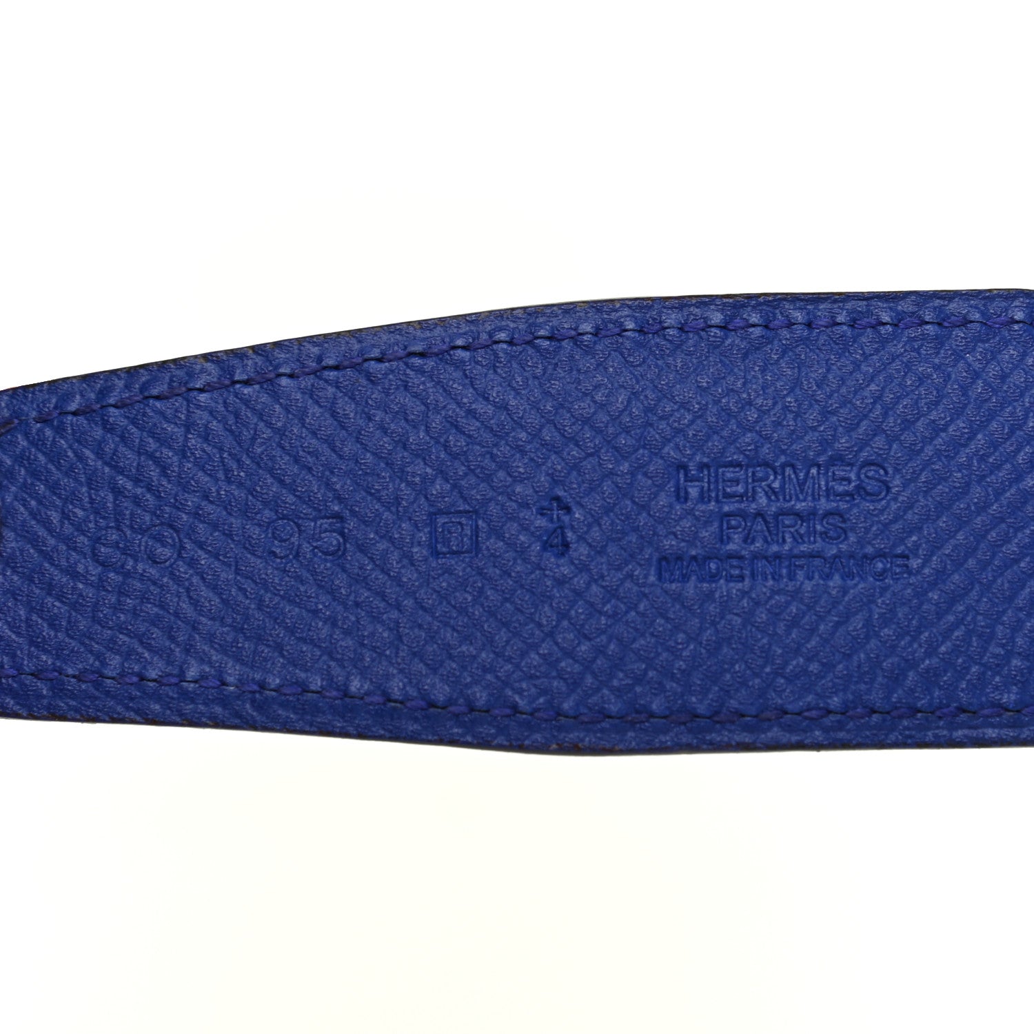 Hermes Epsom Swift 32mm Strie H Belt 95 Bleu Electrique Black 3 of 7